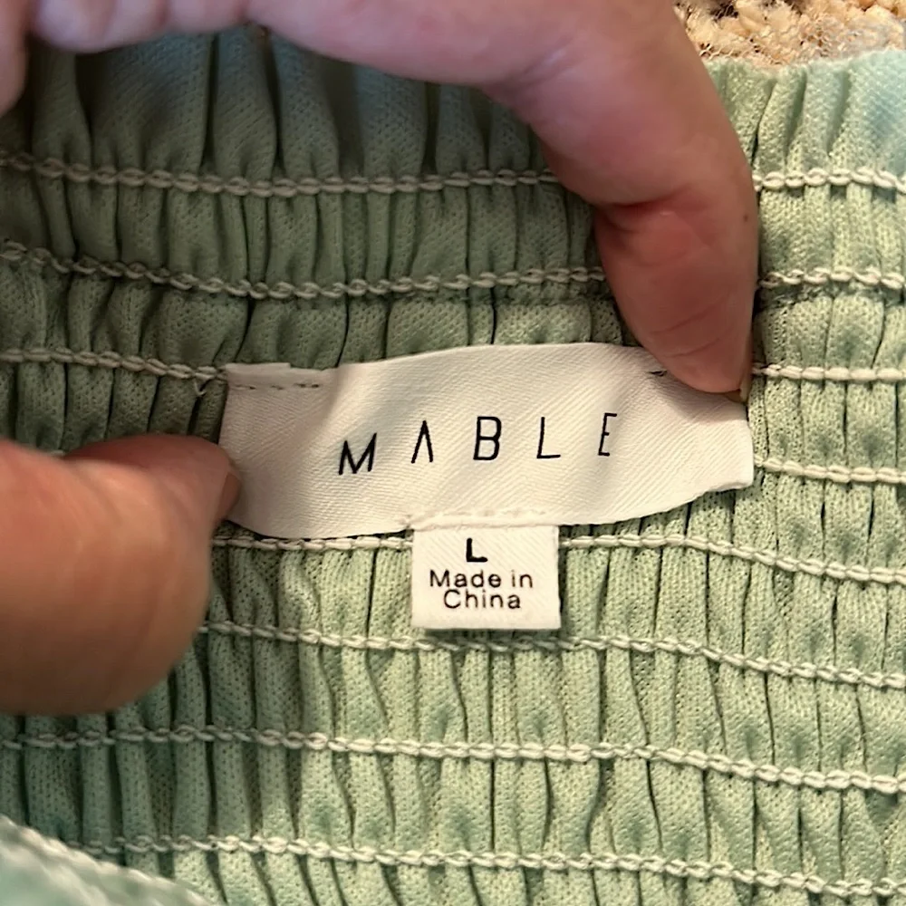 Mable Dreamy Wispy Sea Foam Green Ruffle Tulle Off Shoulder Shirt Top *Size L* - Picture 3 of 3